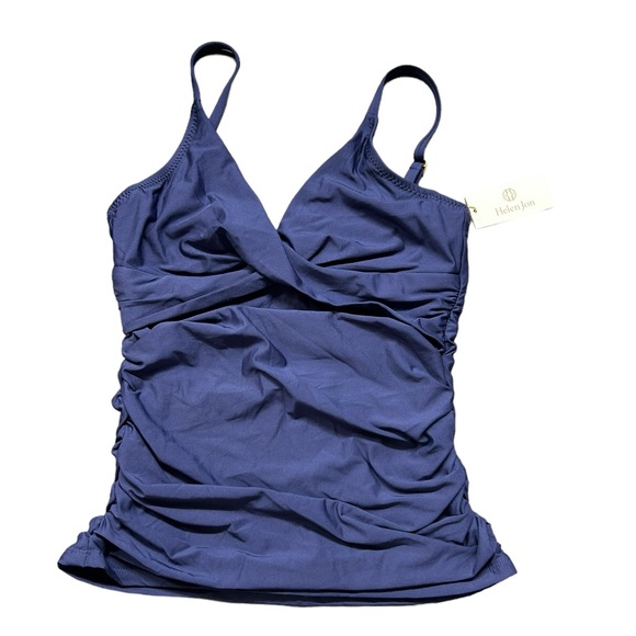 HELEN JON womens navy blue underwire floating tankini top size Small NWT - Picture 2 of 12